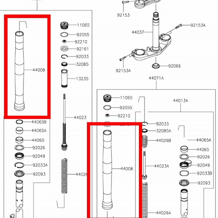 Tabung bottom shock shok sok depan kawasaki zx25r zx25 r zx 25r original kawasaki