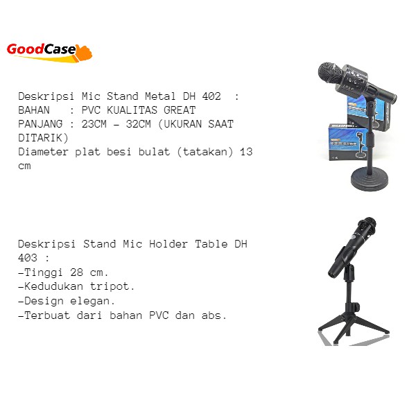 GoodCase - Stand Holder Microphone Meja DH 403 DH 402 Universal Mic Dudukan DH 403 DH 402 Penyangga Mikrofon Podium L7 F5 Adjustable