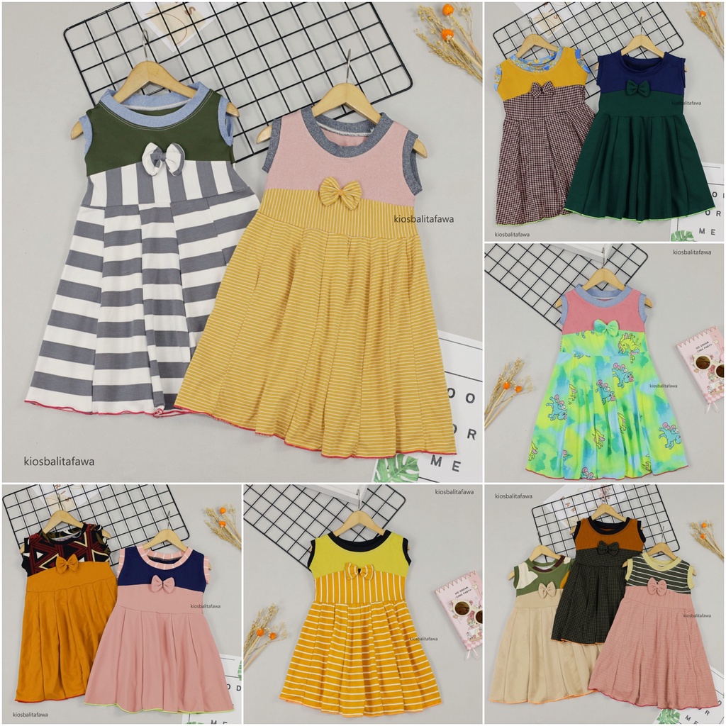 Dress Aila 1-2 Tahun / Dres Pesta Murah Baju Anak Perempuan Murah Harian Gaun Yukensi Batik Baru