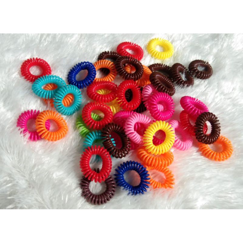 ikat rambut spiral ikat rambut ulir isi 10 pcs