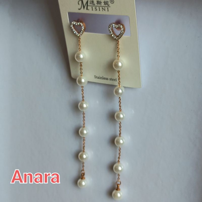 Anting Panjang Mutiara Titanium / Anting Panjang Antikarat