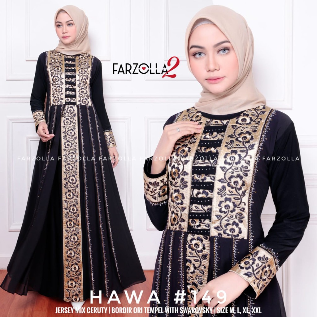 Gamis Turki by Butik Solo Bahan Jersey mix Ceruti Bordir Ori Kode HAWA BLACK SERIES  2