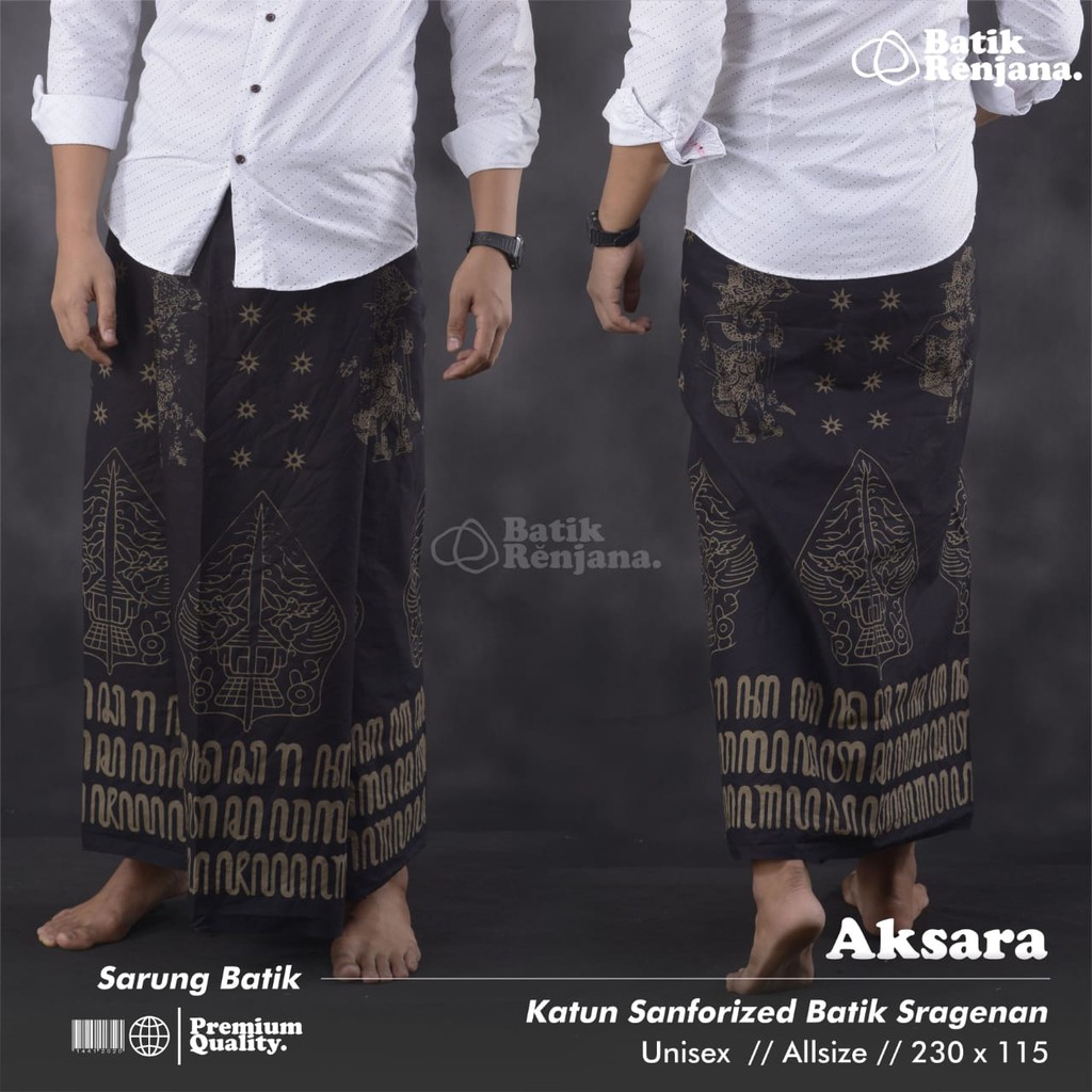 AKSARA Sarung Batik Pria Cowok Dewasa Premium Motif Batik Lebaran Asli Solo ALL Size RENJANA