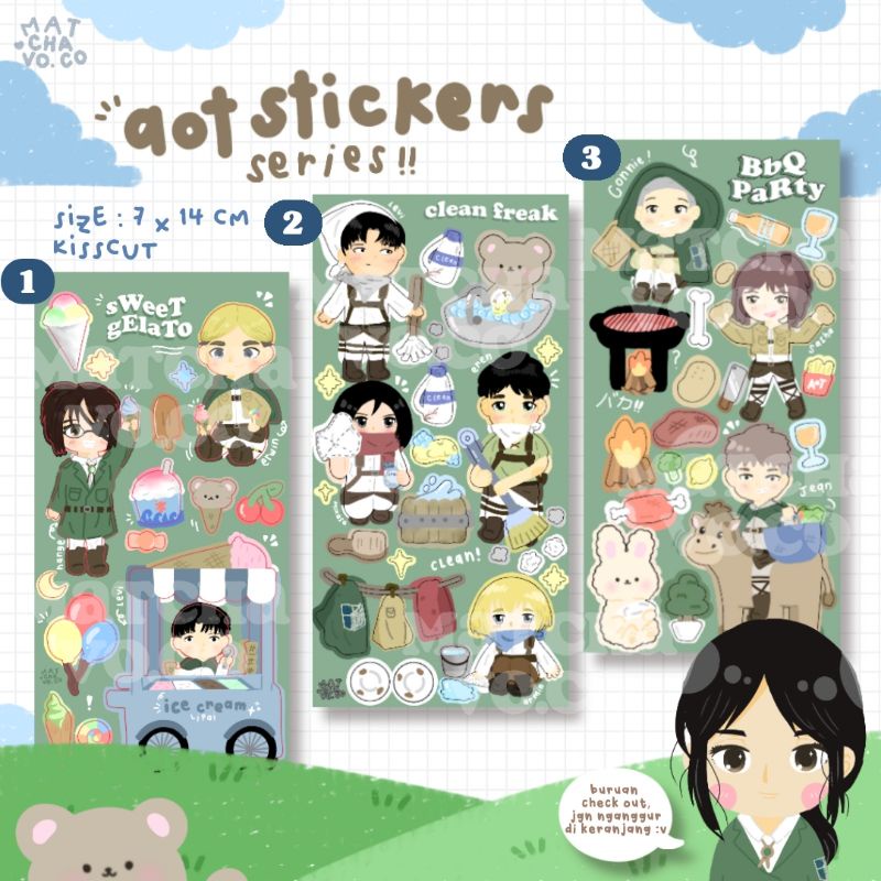 

꒰ ⊹ attack on Titan aot / Shingeki no Kyojin series sticker sheet — matchavo.co