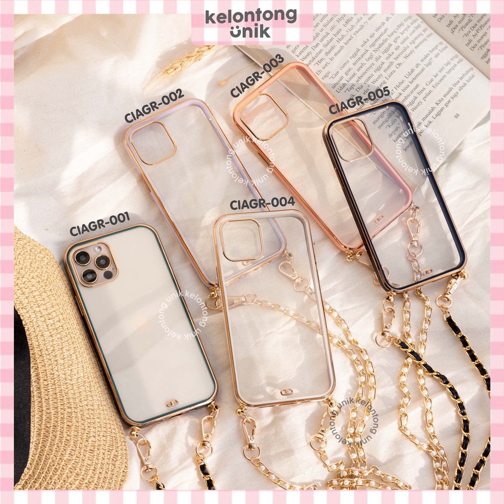 (Seri 1) For iPhone - Anti Crack Gold Plating Lanyard Rantai Case/ Sling Case Tali