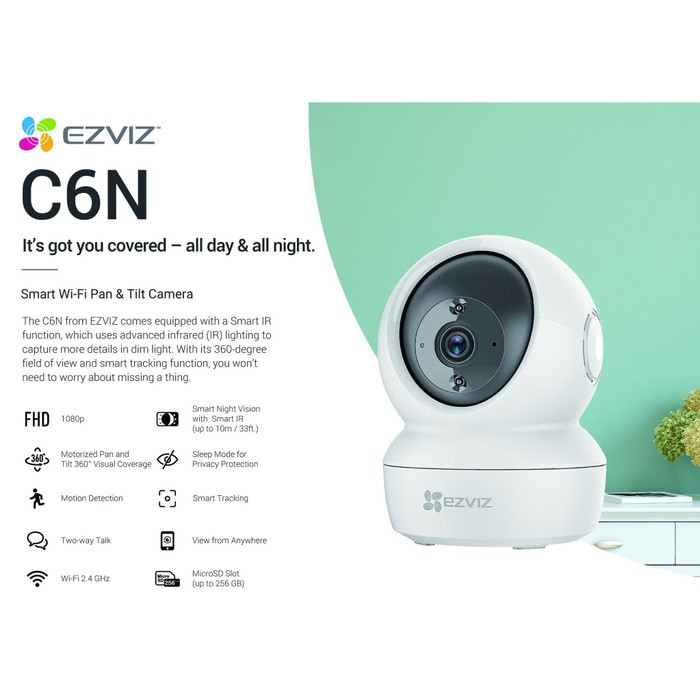 EZVIZ C6N 2MP smart night vision - IP CAM Wireless 1080p - Smart CCTV wifi pan tilt camera