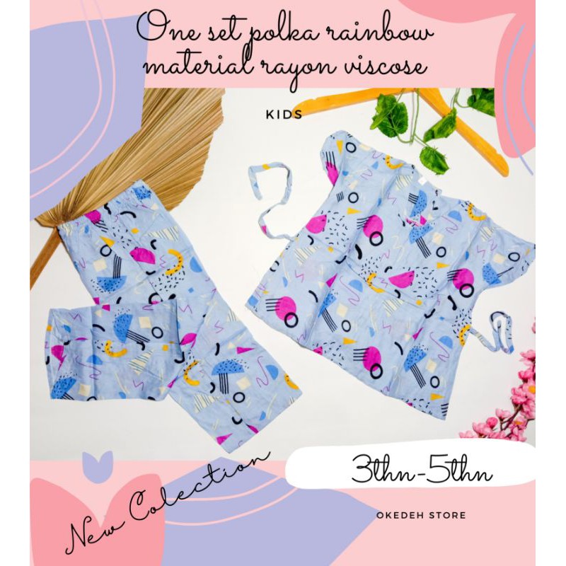 KIDS ONE SET KAKTUS / POLKADOT / SETCEL RAYON ANAK