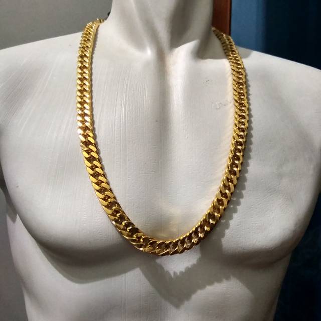 KALUNG PRIA RANTAI PANJANG 65-80 CM SUPER BIG SIZE TITANIUM 316L GOLD EMAS