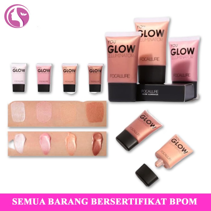SS35 Make up Kosmetik FOCALLURE FA33 Illuminator Highlighter Cream Face Glow Kit Beauty
