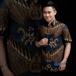 kemeja batik pria lengan pendek baju batik pria batik kantor seragam kerja ukuran reguler m.l.xl