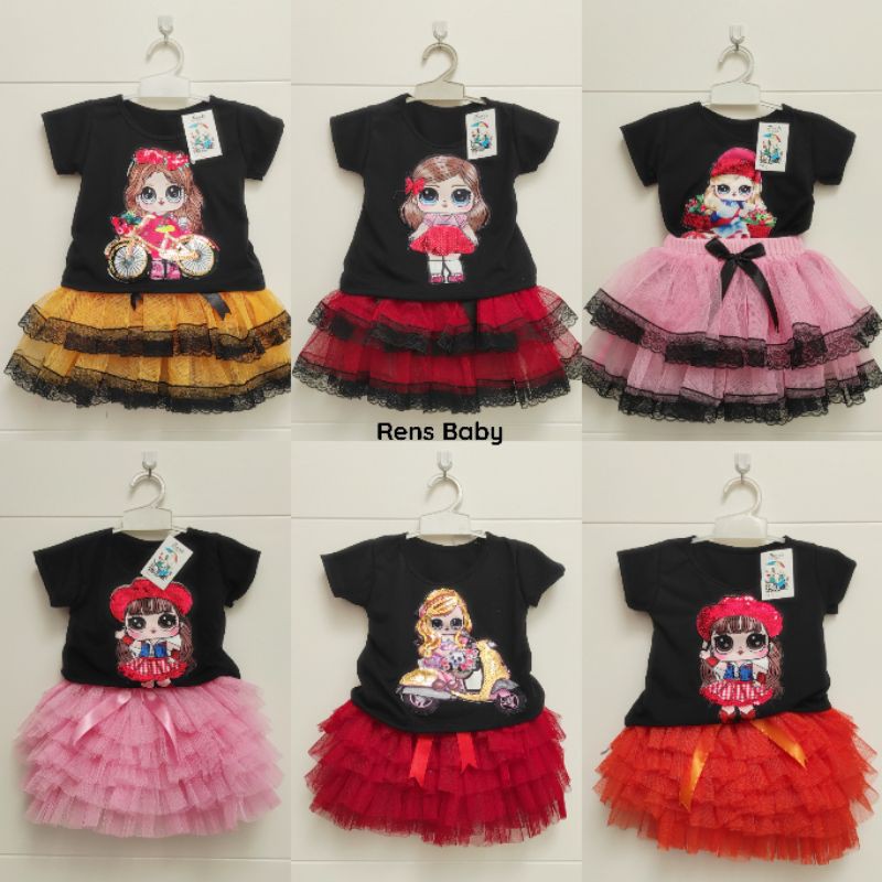 Setelan dress baju rok TUTU LOL anak bayi