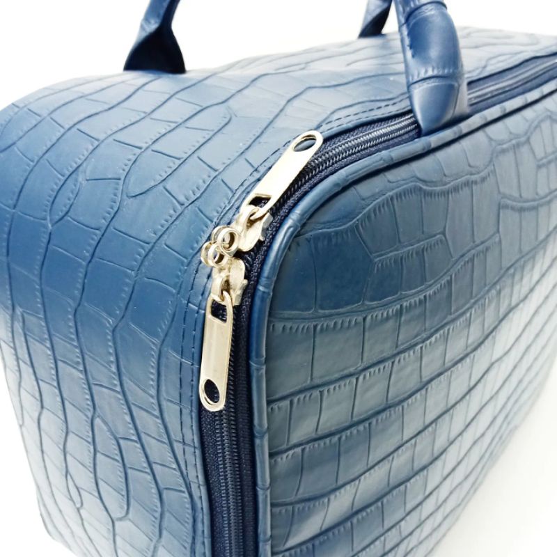 TRAVEL BAG PREMIUM TAS KOPER WANITA CROCO DARK BLUE