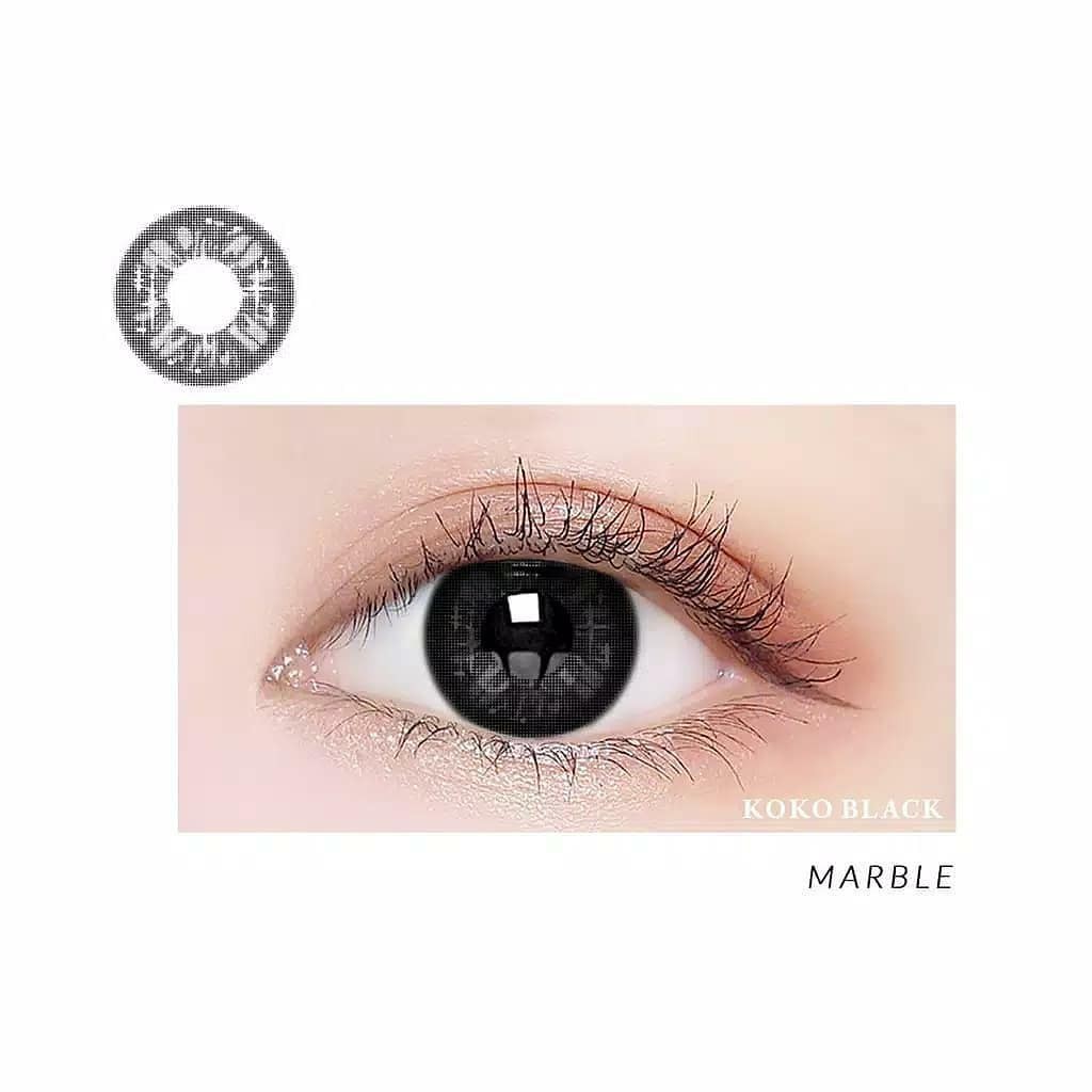 Softlens KOKO BLACK DIA 14.50mm MINUS STONE JET BLACK GOTHIC MARBLE (-3.25 S/D -6.00 ) MINUS/Lensa  Kontak/BS