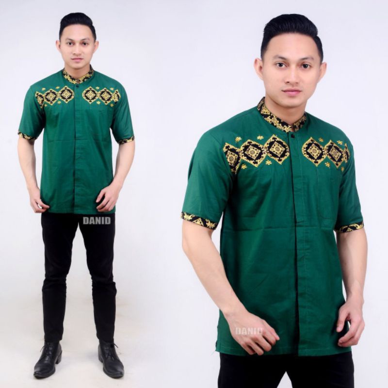 BAJU KOKO DEWASA LENGAN PENDEK MOTIF BATIK KOMBINASI BORDIR/BAJU KOKO LENGAN PENDEK/KOKO DEWASA LENG