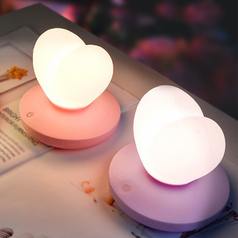 Zzz Lampu Meja Bentuk Hati Lucu Rechargeable Untuk Dekorasi Kamar Tidur / Ruang Tamu