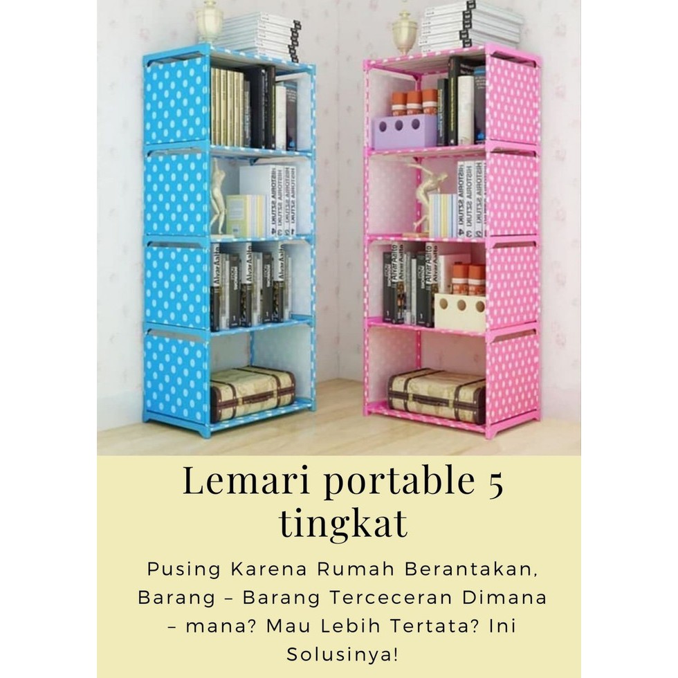 Almari portable 5 tingkat lemari portable lebih praktis terlihat rapi