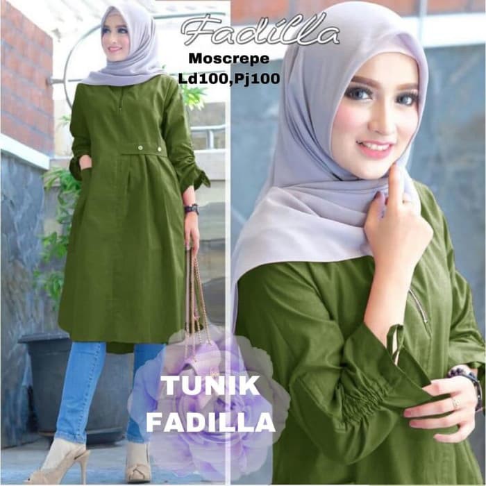 Promo Atasan Pakaian Wanita Remaja Tunik Muslim Cikka Red Tafj.4  E3044K  Fadilla Army [ 0121] Slx