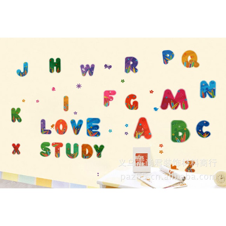 RELIZA WALL STICKER ALPHABET ANAK KIDS HURUF STUDY STIKER DINDING XY8073