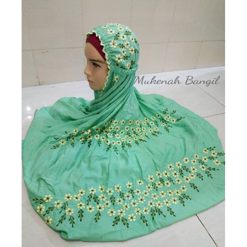 Mukena rayon super terusan bordir bunga melati cantik  | Mukenah Bangil