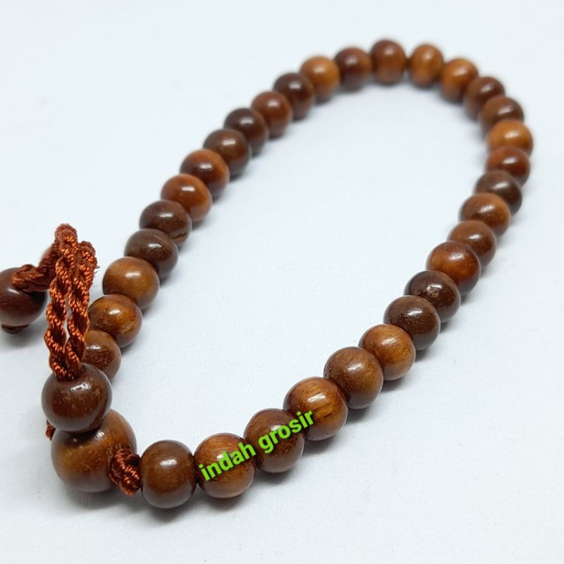 Gelang Kayu Stigi Bertuah 33butir 6mm natural