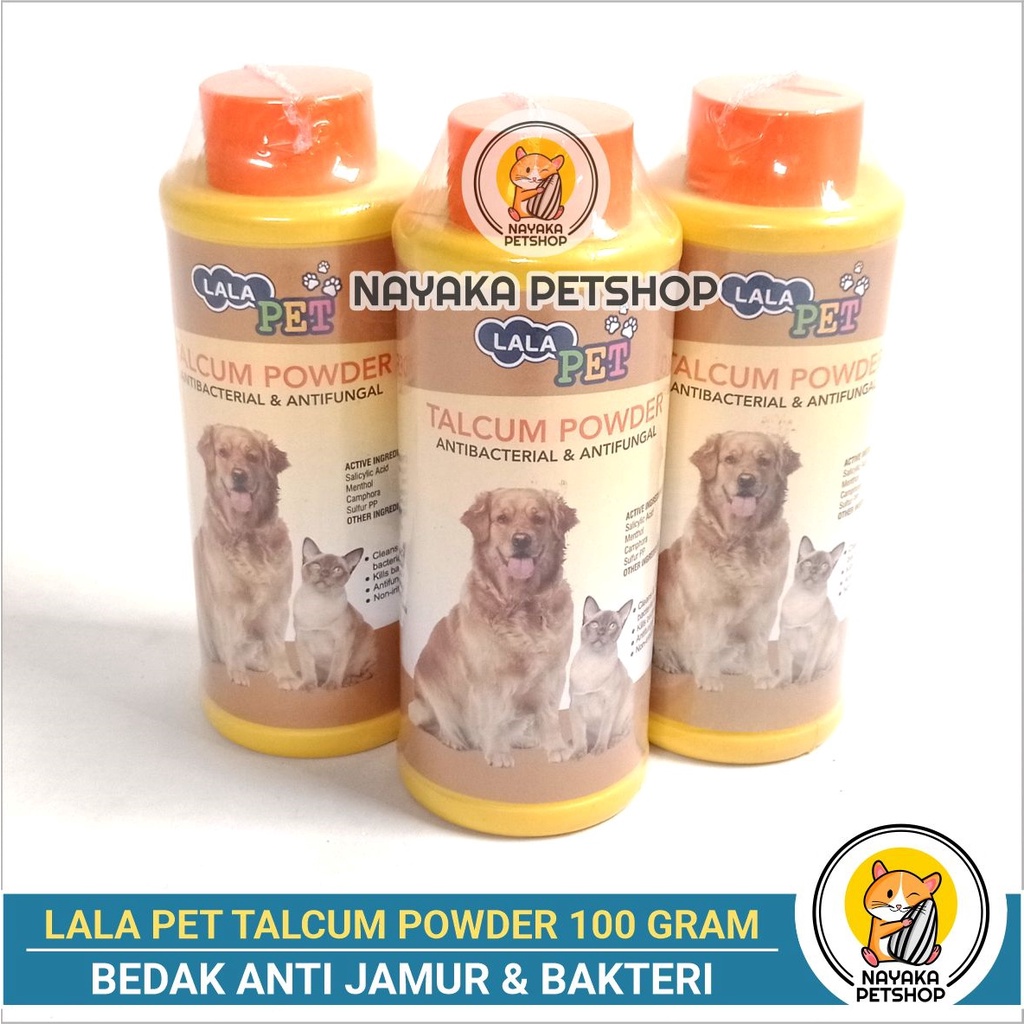 Lala Pet Talcum Powder 100 gr Bedak Jamur Kucing Hamster Lalapet Anti Bakteri Fungal Anjing