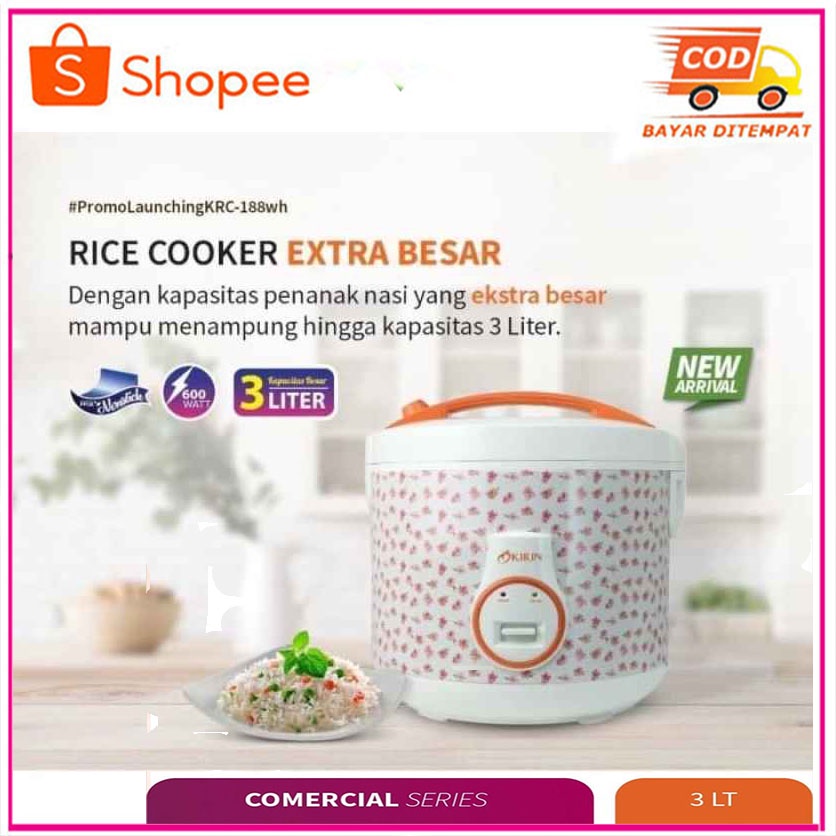 PROMO Rice Cooker Kirin KRC-188/ KRC-188 Magic Com 3L anti lengket