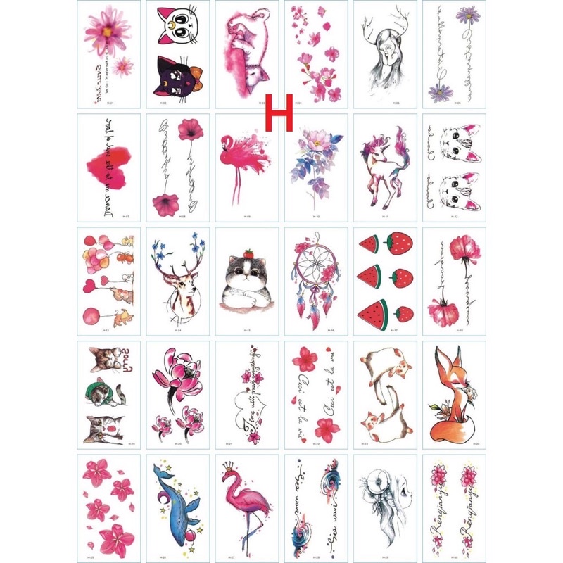 Tatto Temporer Animal Hewan kucing lucu H / Temporary Tattoo sticker Tahan air