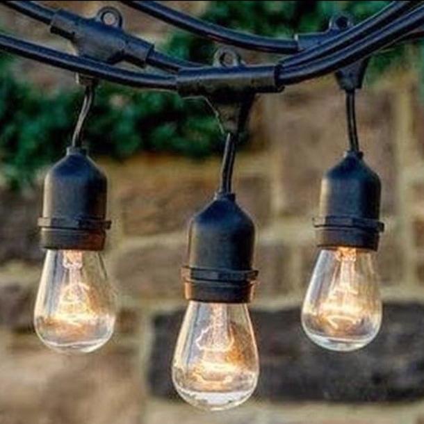 ] fiting lampu gantung outdoor waterproof 10m jarak lampu 1m hias cafe