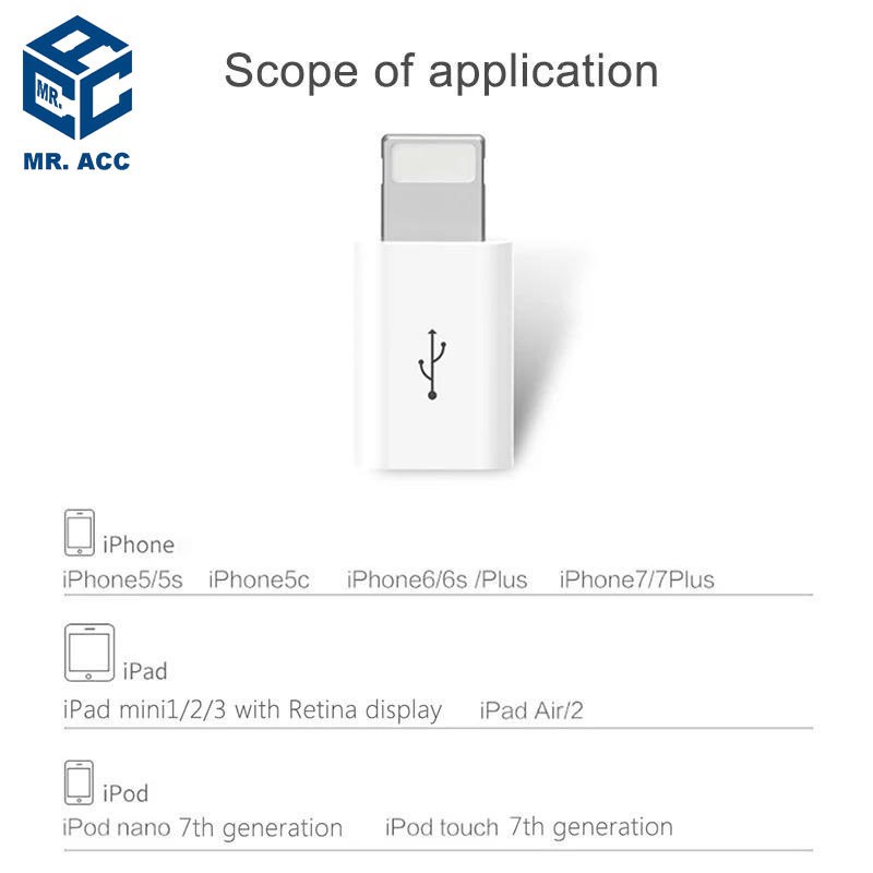 ADAPTOR MICRO TO IPHONE - CONVERTER MICRO TO LIGHTNING MR.ACC - FA