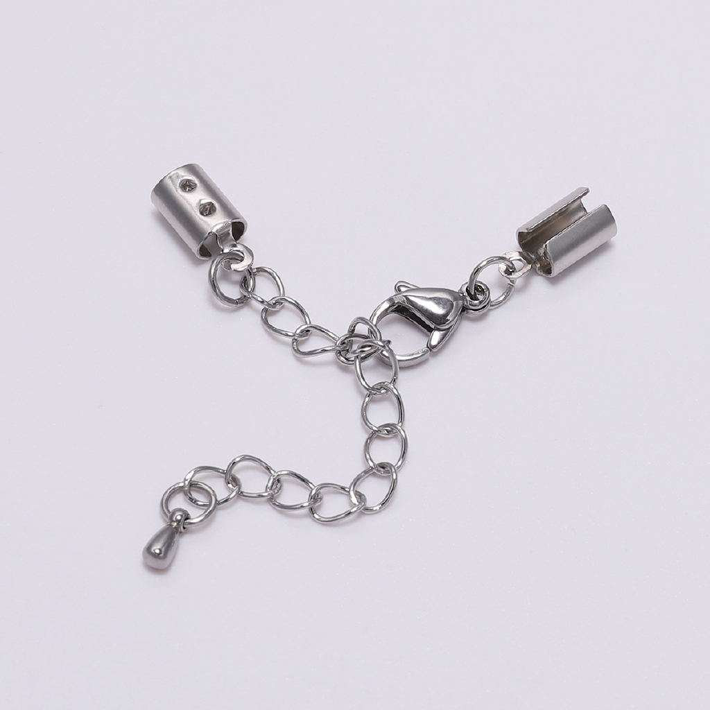 5pcs/lot Fit 1-5mm Leather Cord Clips Stainless steel Extender Chain Lobster Clasp Connector For DIY Jewelry Making Bracelet