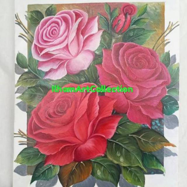 Lukisan Bunga 3 Dimensi Ukuran 80x60 90x60 Shopee Indonesia