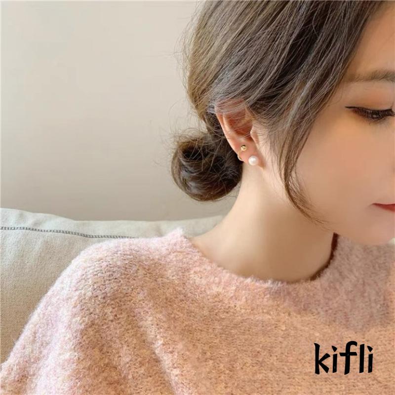 Anting Tusuk Silver S925 Desain Simple Hias Mutiara Untuk Wanita