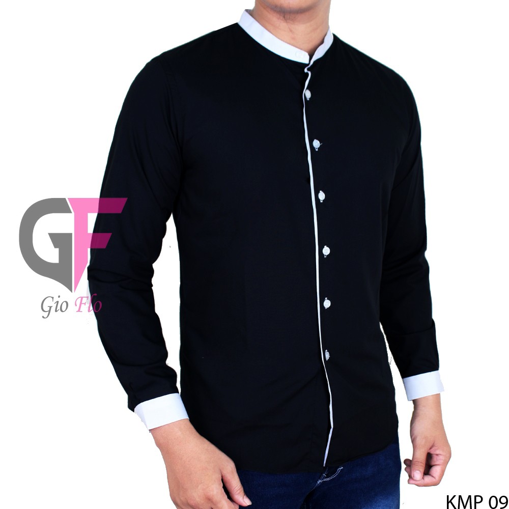 GIOFLO Kemeja Muslim Semi Formal Polos Koko Kerah Shanghai Slimfit / KMP 09