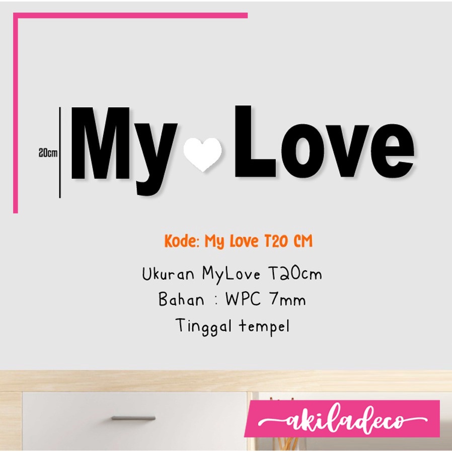 Hiasan dinding Aesthetic Huruf Kayu Home My ❤ Love Dekorasi Ruang Tamu wall decor estetik Pajangan Rumah
