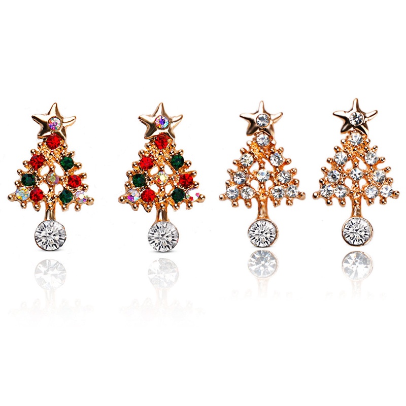 Anting Dangle Desain Kartun Snowman Snowflake Pohon Natal