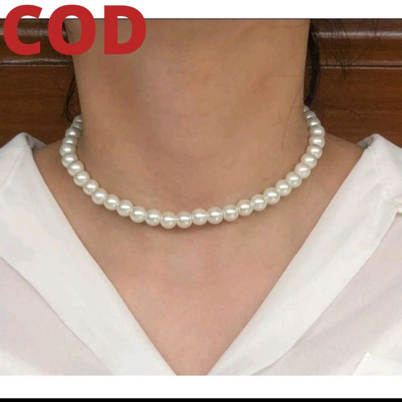 Kalung mutiara premium, pearl necklance, pearl chocker/ kalung Korea