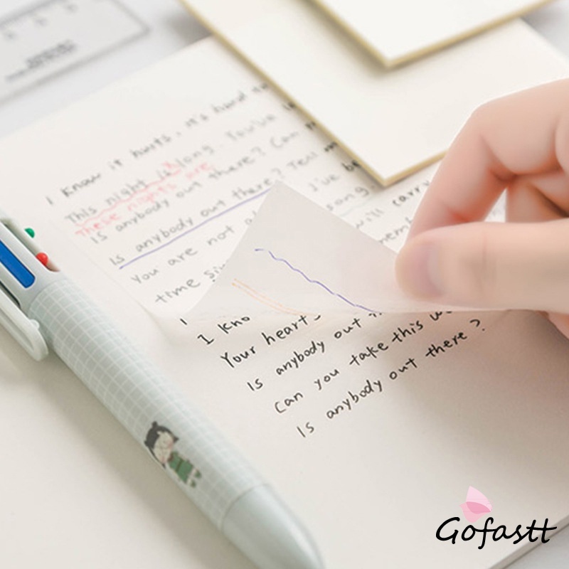 50 Lembar Sticky Note Transparan Tahan Air Untuk Kantor / Sekolah/ Plastik Dapat Ditulis Permukaan Halus G