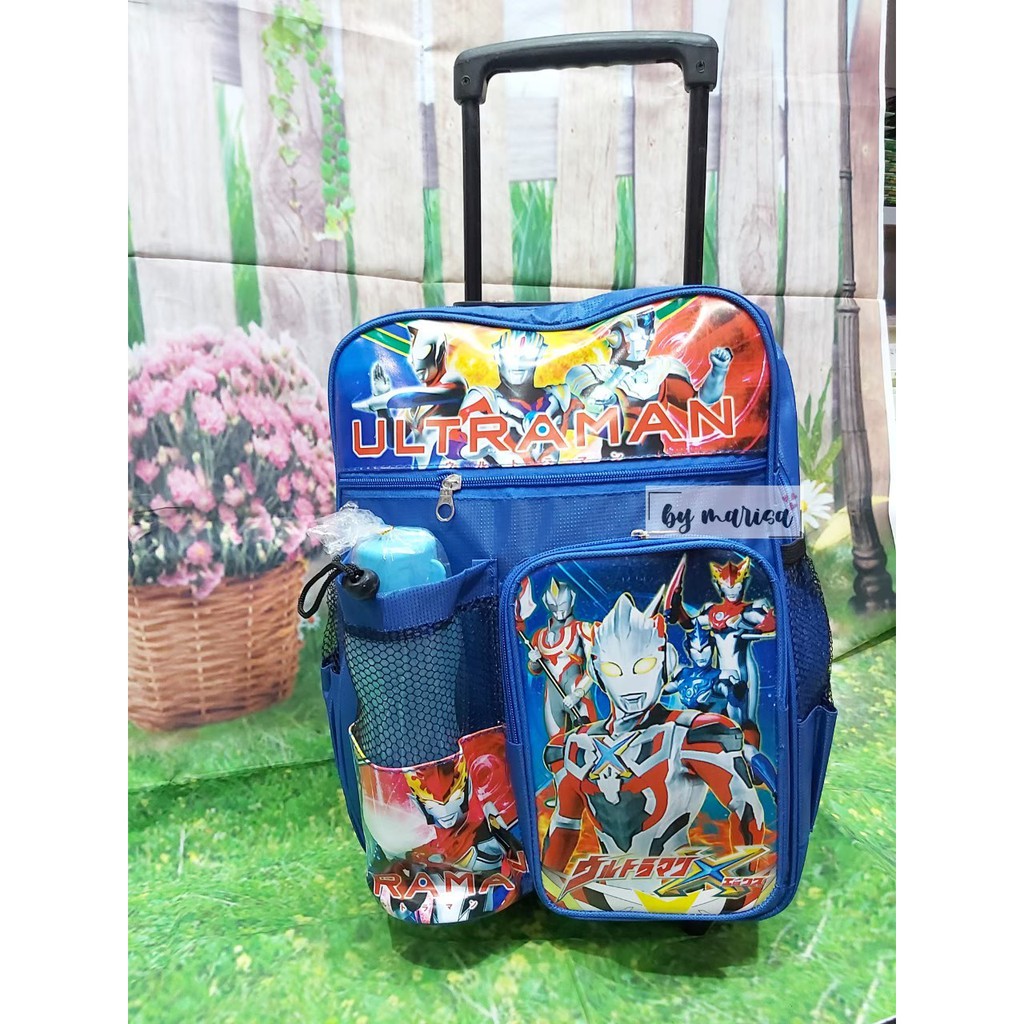 Tas Ransel Troli Ultraman Anak Laki Laki Paud TK Dan SD Free Botol