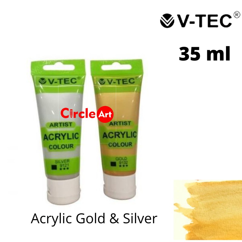 

V-Tec Artist Acrylic Colour 35ML -GOLD & SILVER Cat Akrilik Vtec 35ml
