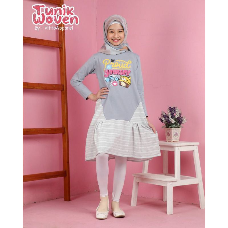 Atasan Tunic Anak Remaja Perempuan TUNIK WOVEN BY VITTO KIDSWEAR