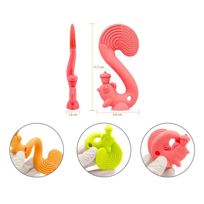 Teether bayi | Mombella Squirrel Soothing Silicone Teether - Mainan Gigitan Bayi Perlengkapan Bayi