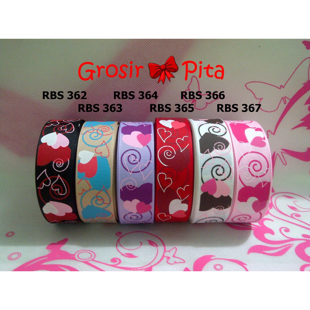 

(25 yard) Pita Grosgrain Motif Love RBS 362,363,364,365,366,367 | Toko Bahan Craft | Grosir Pita