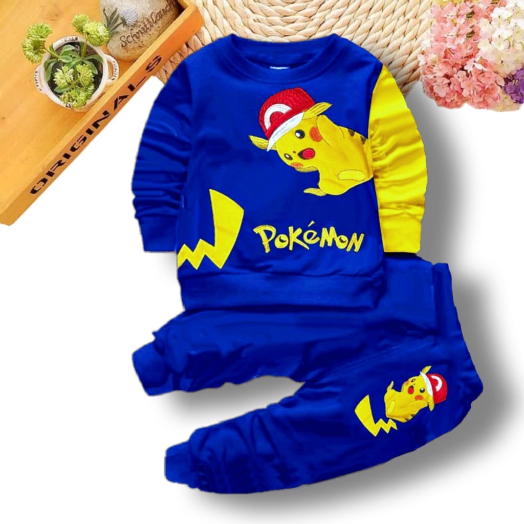 Setelan Sweater Anak Pokemon Pilih Warna 1-6 Tahun Baju anak laki laki Terbaru 2022