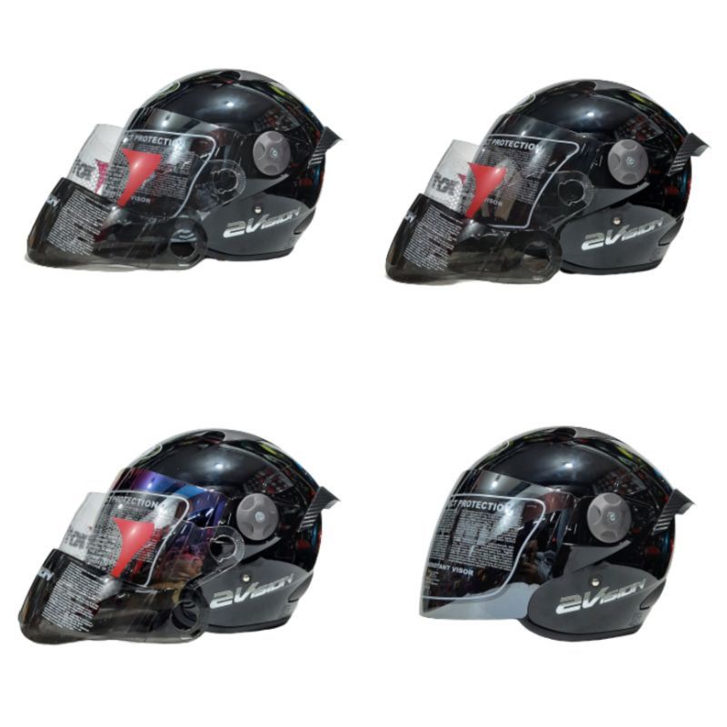 Helm KYT 2 VISION HITAM METALIC Glossy Paket Ganteng