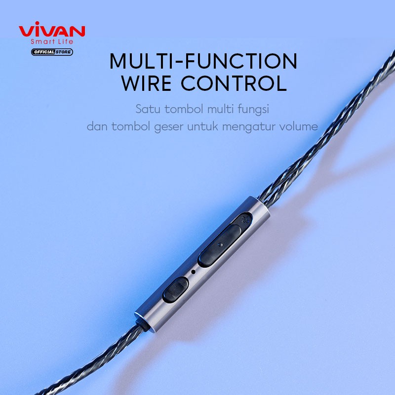 Headset VIVAN Q12 Wire Earphone Deep Bass Mic Konector L 90 AUX 3.5 mm - Garansi Resmi 1 Tahun