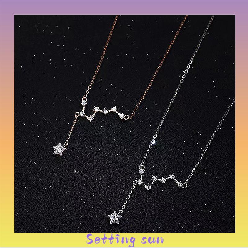 Big Dipper Wanita Trendy Temperamen Cahaya Mewah Desain Niche Rumbai Kalung Indah Sederhana TN