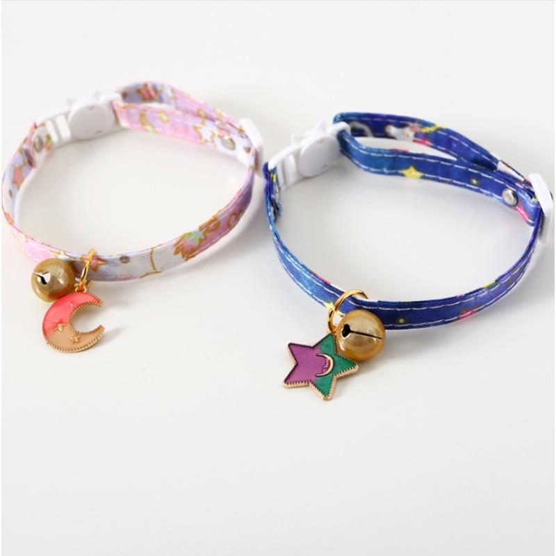 ★〓YUFeiPet〓★ Pet Cats and Dogs Adjustable Moon Stars Bell Collar Cats and Dogs Rabbit Safety Buckle Bell Collar Pet Accessories