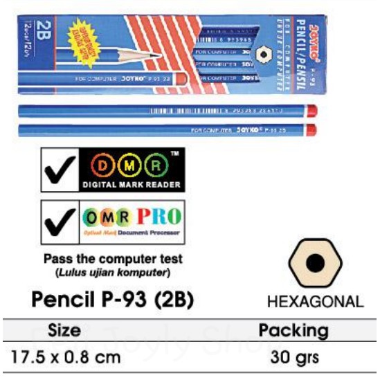 

PENSIL 2B JOYKO P93 UNTUK UJIAN KOMPUTER COMPUTER OMR DMR ATK MURAH