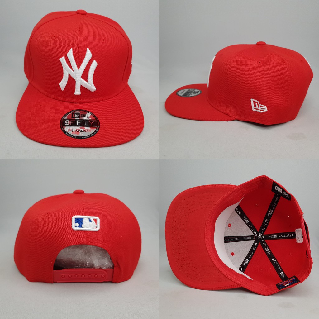 TOPI SNAPBACK NY  MERAH LOGO PUTIH