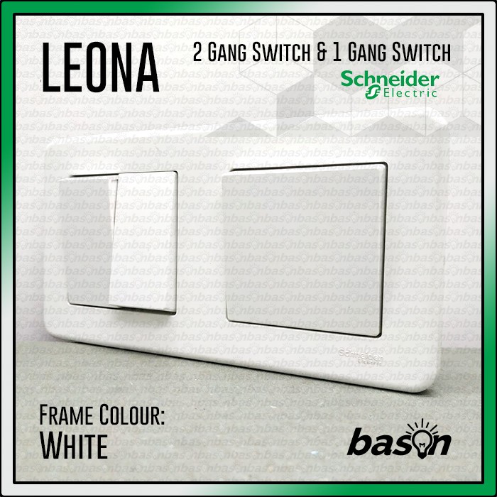 SCHNEIDER Leona Double Outlet Switch - Tunggal &amp; Seri - Saklar 3 / 4 Tombol